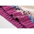 Pullover girocollo a righe in filato di lana lavorato a maglia da donna